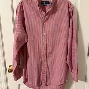 Ralph Lauren Men's Striped Shirt in Pink and Blue